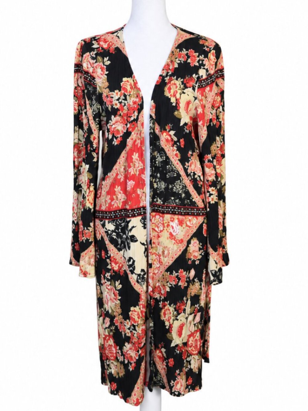 B.O.G Collective XS/S Floral Patchwork Kimono Cardigan Boho Festival Retro